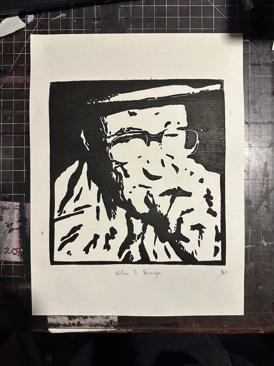 William S Burroughs Block Print
