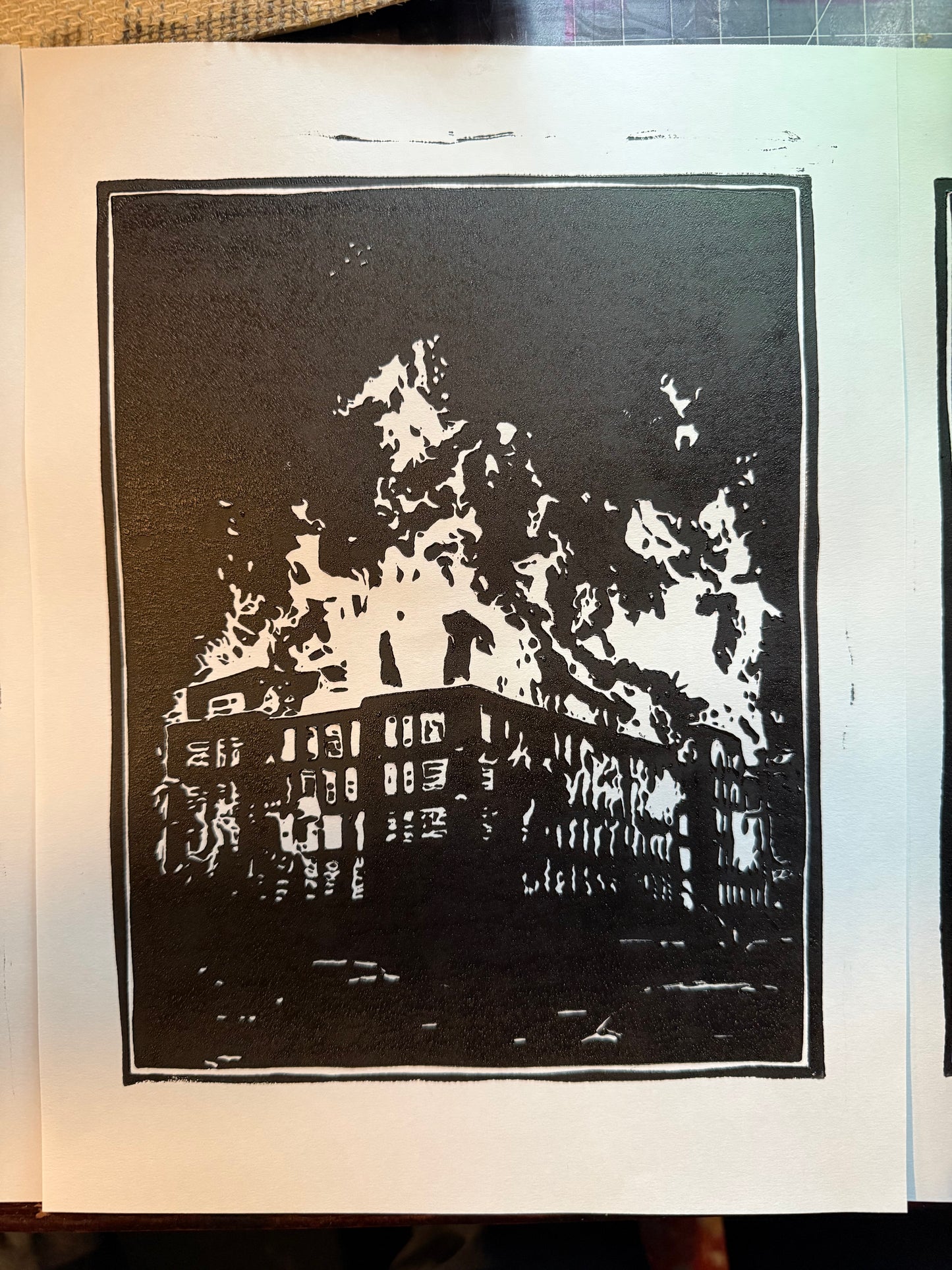 Minnesota Burning Block Print