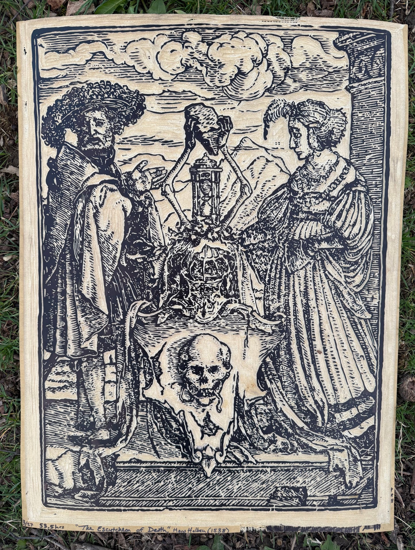 "The Escutcheon of Death" remake, Holbein ~16"x22," single color